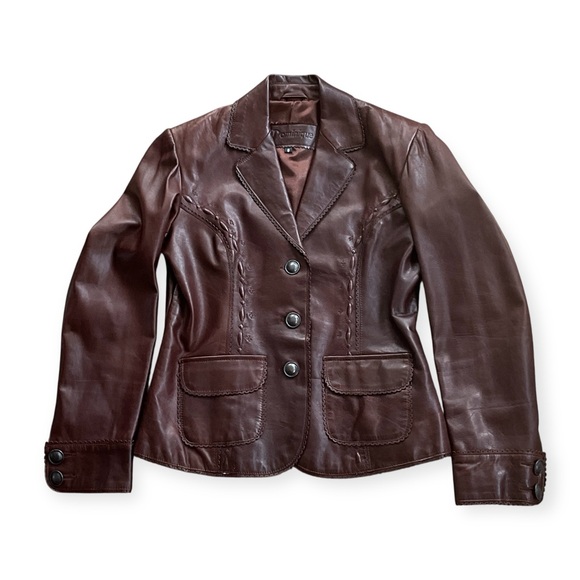 Vintage Dominique Rich Brown Leather Jacket - Picture 3 of 16